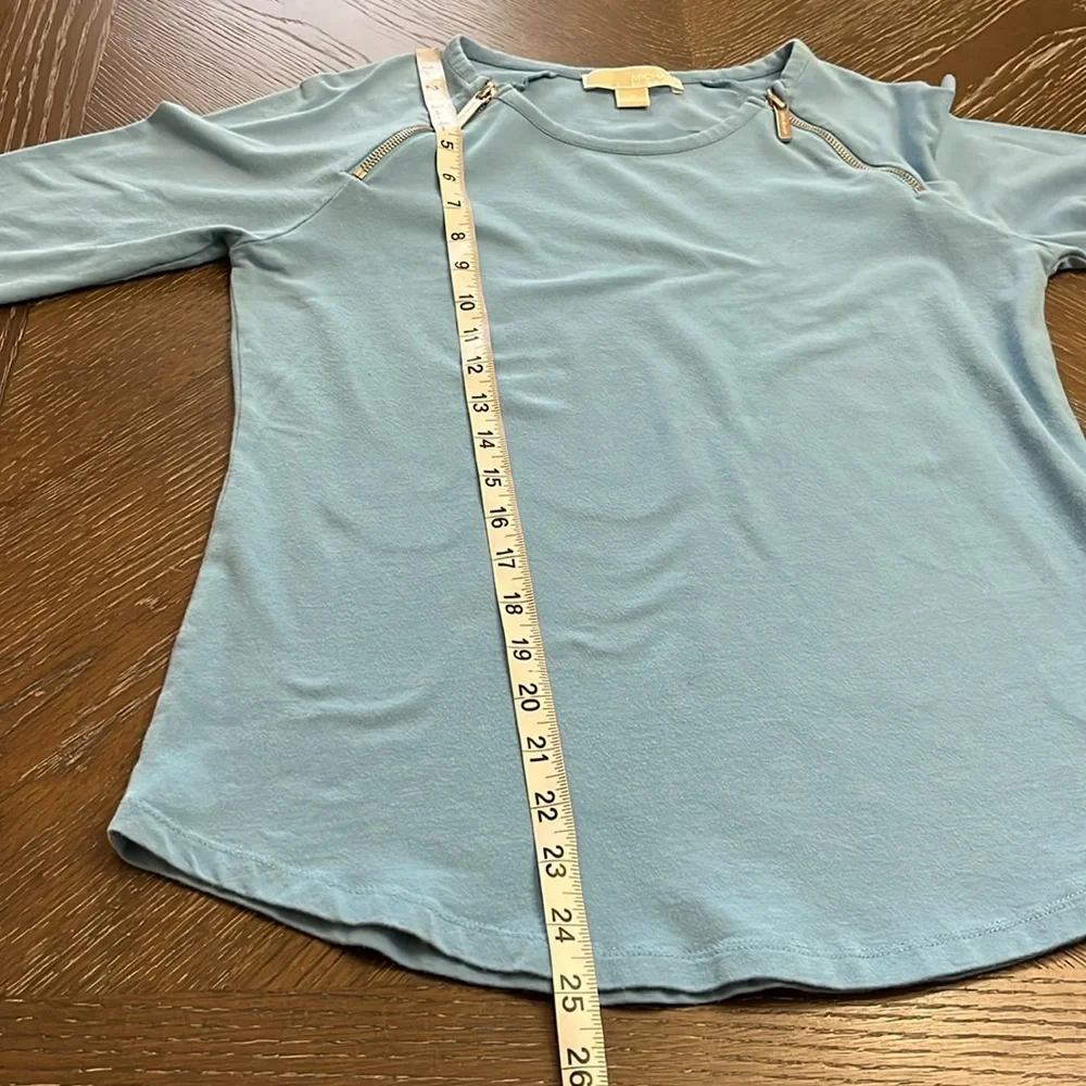 Michael Kors blue long sleeve top blouse Size M